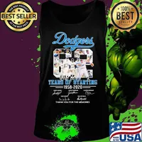 Los angeles dodgers 62 years of starting 1958 2020 thank you for the memories signatures s Tank top