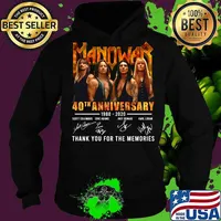 Manowar 40th anniversary 1980 2020 thank you for the memories signatures s Hoodie