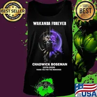 Marvel heroes black panther wakanda forever chadwick 1976 2020 thank you for the memories s Tank top