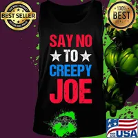 Mens Say No To Creepy Joe Vintage Funny Anti Joe Biden 2020 Retro T-Shirt Tank top