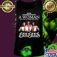 Never underestimate a woman who stay at home and listen bee gees s Tank top