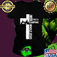 Official All I Need Today Is A Little Bit Of Camping And A Whole Lot Of Jesus Shirt Ladies tee
