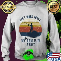 Official Fishing Can't work today my arm is in a cast vintage retro s Sweater