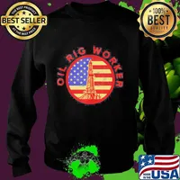Official Oil Rig Worker Instruct USA American Gas Oilfield American Flag Shirt Sweater