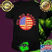 Official Oil Rig Worker Instruct USA American Gas Oilfield American Flag Shirt