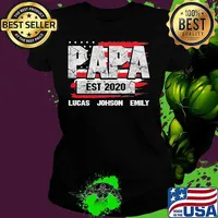 Papa est 2020 lucas johnson emily american flag independence day s Ladies tee