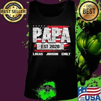Papa est 2020 lucas johnson emily american flag independence day s Tank top