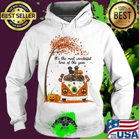 Peace bus dachshund it's the most wonderful time of the year leaves tree pumpkins s Hoodie