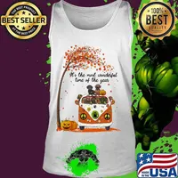 Peace bus dachshund it's the most wonderful time of the year leaves tree pumpkins s Tank top