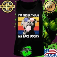Pitbull I'm nicer than my face looks Glass America vintage retro s Tank top