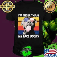 Pitbull I'm nicer than my face looks Glass America vintage retro shirt