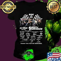 Ride or die 20 years 2001 2021 fast and furious thank you for the memories signatures s Ladies tee