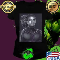 RIP Marvel heroes black panther chadwick Bosebam art s Ladies tee