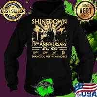 Shinedown 19th anniversary 2001 2020 thank you for the memories signatures s Hoodie