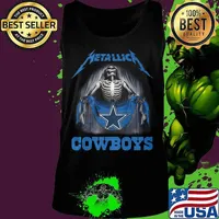 Skeleton metallica dallas cowboys flag s Tank top