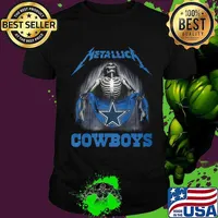 Skeleton metallica dallas cowboys flag shirt
