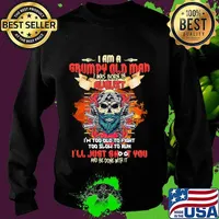 Skull beard i am a grumpy old man i was born in august i'm too old to fight too slow to run i'll just shoot you and be done with it s Sweater