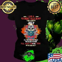 Skull beard i am a grumpy old man i was born in july i'm too old to fight too slow to run i'll just shoot you and be done with it s Ladies tee
