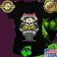 Skull mask metallica pandemic covid-19 in case of emergency cut this and it as toilet paper s Ladies tee