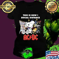 Snoopy this is how i social distance acdc band s Ladies tee
