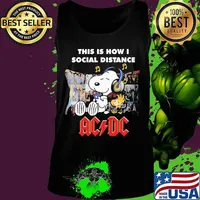 Snoopy this is how i social distance acdc band s Tank top