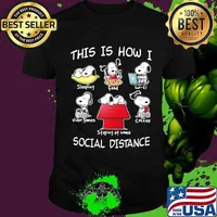 Snoopy this is how i social distance sleeping food waifu video games coffee staying at home shirt