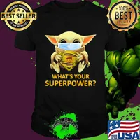 Star wars baby yoda mask hug superman ups what's your superpower shirt