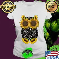 Sunflower Owl Cute Nocturnal Animal Floral Bird Lover Gift Pullover s Ladies tee