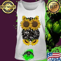 Sunflower Owl Cute Nocturnal Animal Floral Bird Lover Gift Pullover s Tank top