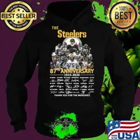 The pittsburgh steelers 87th anniversary 1933 2020 thank you for the memories signatures s Hoodie