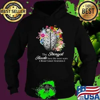 The strongest hearts have the most scars brain cancer awareness flowers s Hoodie