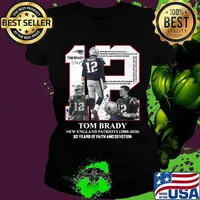 Tom brady 12 new england patriots football team 2000 2020 20 years of faith and devotion signature s Ladies tee