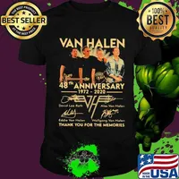 Van halen band 48th anniversary 1972 2020 thank you for the memories signatures shirt