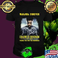 Wakanda forever black panther chadwick Boseman 1977 2020 thank you for the memories rip signature shirt