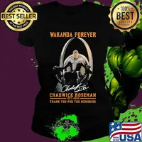 Wakanda forever black panther chadwick Boseman 1977 2020 thank you for the memories signature rip king s Ladies tee