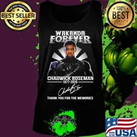 Wakanda forever black panther rip chadwick Boseman rest in peace 1977 2020 thank you for the memories signature light s Tank top
