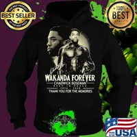 Wakanda forever black panther rip chadwick Boseman rest in peace 1977 2020 thank you for the memories signature s Hoodie