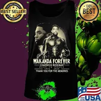 Wakanda forever black panther rip chadwick Boseman rest in peace 1977 2020 thank you for the memories signature s Tank top
