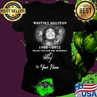 Whitney houston 1963 2012 thank you for the memories to your name signature s Ladies tee