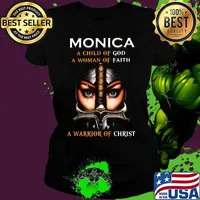 Woman warrior armor of god monica a child of god a woman of faith a warrior of christ s Ladies tee