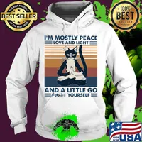 Yoga cat i'm mostly peace love and light and a little go fuck yourself vintage retro s Hoodie