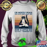 Yoga cat i'm mostly peace love and light and a little go fuck yourself vintage retro s Sweater