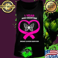 1 years and counting Cancer Survivor Gifts Mom Sister Pink Breast Cancer Survivor s Tank top
