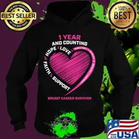 1 years and counting Cancer Survivor Gifts Pink Awareness Breast Cancer Survivor s Hoodie