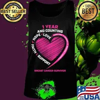 1 years and counting Cancer Survivor Gifts Pink Awareness Breast Cancer Survivor s Tank top