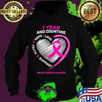 1 years and counting Pink Cancer Survivor Gifts Mom Sister Breast Cancer Survivor Shirt Hoodie
