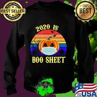 2020 Is Boo Sheet Retro Halloween Pumpkin Wearing A Mask T-Shirt Sweater