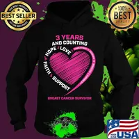 3 years and counting Cancer Awareness Survivor Gifts Pink Breast Cancer Survivor Shirt Hoodie