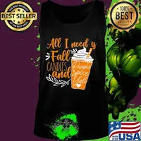 All i need is fall candies and pumkpkin spice yall heart quote s Tank top