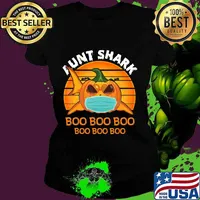 Aunt Shark Boo Boo Shirt Pumpkin Halloween Aunt Gift T-Shirt Ladies tee